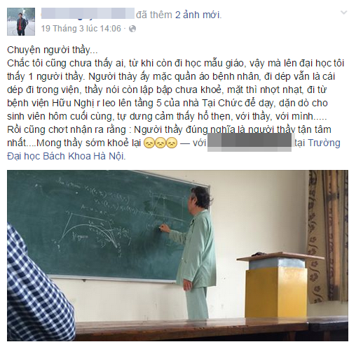 Những dòng tâm sự của chàng sinh viên Bách khoa cùng hình ảnh người thầy mặc áo bệnh nhân trên giảng đường đã khiến dân mạng xúc động