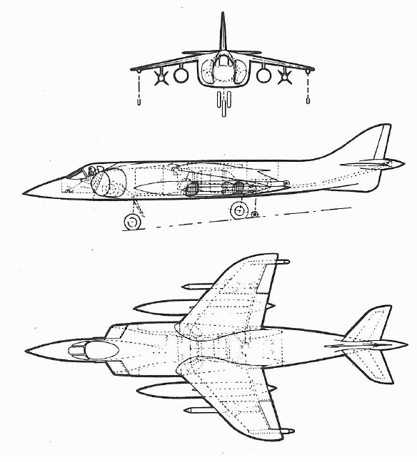 
Bản vẽ của mẫu máy bay cất/hạ cánh thẳng đứng P.1150

