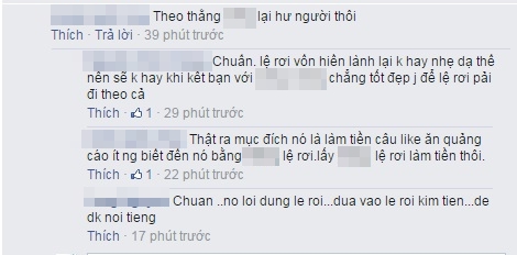 Rất nhiều bình luận cho rằng Lệ Rơi đang bị ảnh hưởng xấu từ người khác và bị lợi dụng.