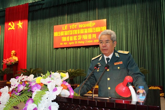 Thiếu tướng, PGS - TS Trần Văn Thanh, Giám đốc Học viện phát biểu giao nhiệm vụ cho học viên
