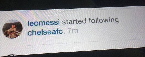 Messi theo dõi instagram của Chelsea