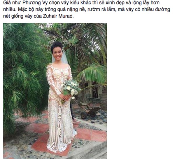 Một ý kiến về váy cưới của Phương Vy trên mạng xã hội