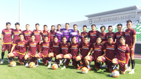 
U23 Việt Nam trong buổi tập đầu tiên ở Qatar.
