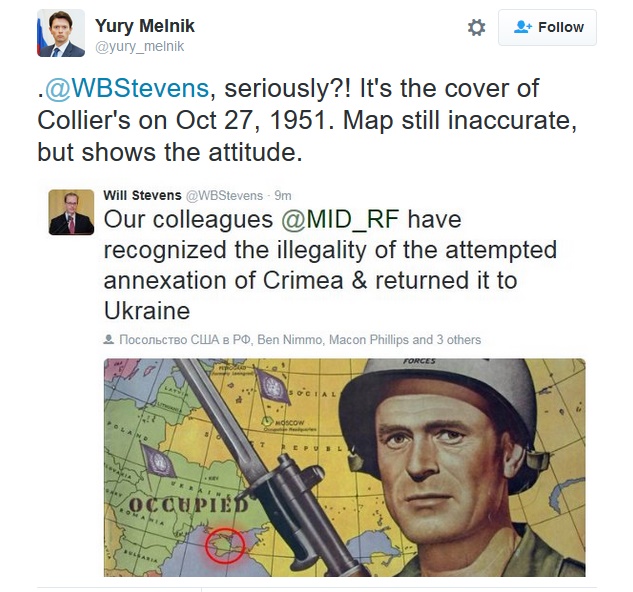 
Phát ngôn viên Đại sứ quán Nga ở Mỹ Yury Melnik lên tiếng.
