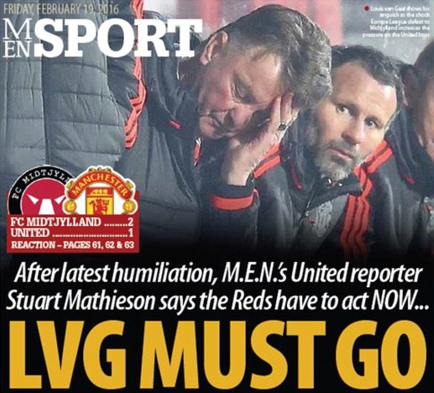
Tờ báo thân Man United chán ngán với Van Gaal.
