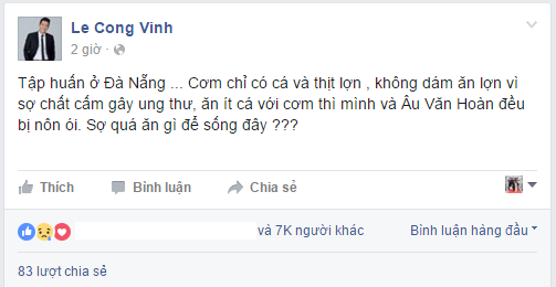 
Công Vinh hoang mang sau khi bị ngộ độc.
