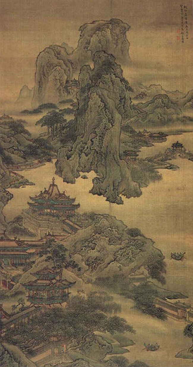 Bức tranh A Phòng cung đồ - Bức họa cung A Phòng của họa sĩ Viên Diệu, đời Thanh.