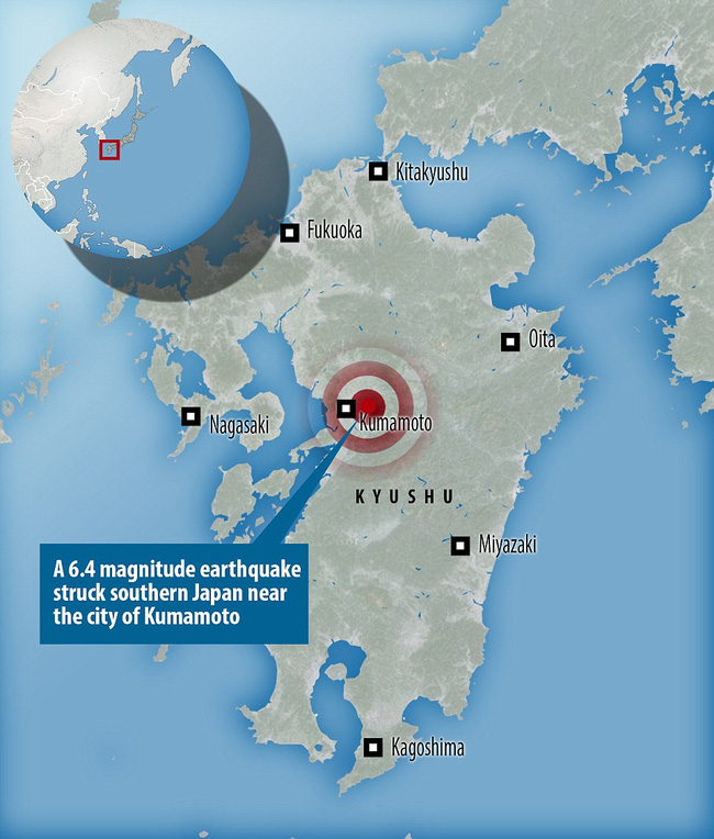 
Vào tối ngày hôm qua (14/4) theo giờ địa phương, một trận động đất mạnh 6,5 độ Richter đã xảy ra ở tỉnh Kumamoto, trung tâm đảo Kyushu, phía tây nam Nhật Bản, khiến ít nhất 9 người thiệt mạng và gần 900 người bị thương.
