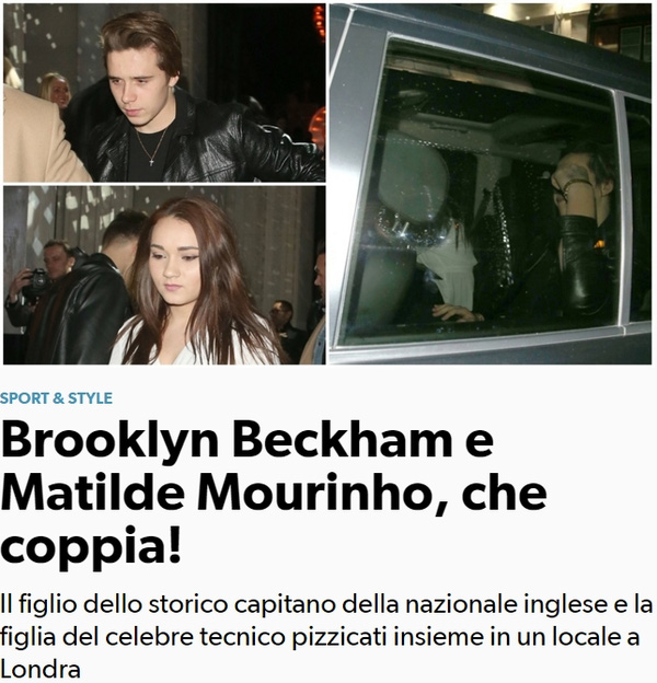 Tờ Corriere dello Sport đã nhầm Matilde Mourinho với Liberty.