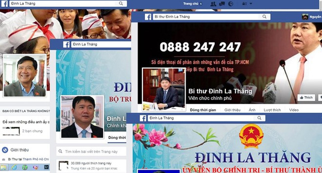 Ảnh chụp màn hình một số tài khoản facebook mang tên vị Bí thư Thành ủy TP.HCM.