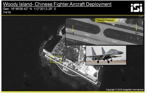 
Tiêm kích J-11 tại Phú Lâm do vệ tinh Mỹ ghi lại
