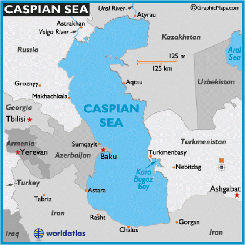 Bản đồ khu vực Biển Caspian.
