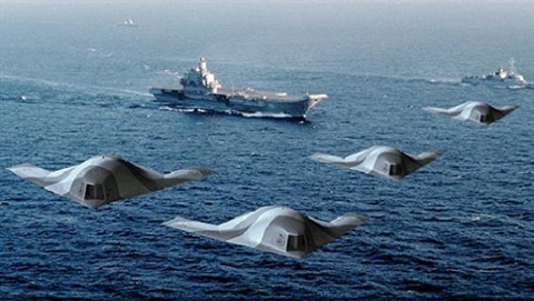 
Mô hình các máy bay không người lái trên hàng không mẫu hạm Skat của Mikoyan
