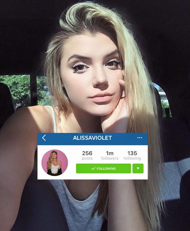 Alissa Violet chỉ mới sinh năm 1996, vốn là một người mẫu và ngôi sao hàng đầu trên Instagram với 1 triệu người theo dõi.