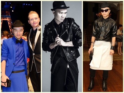 
Cả khi lên truyền hình, làm giám khảo các chương trình người mẫu, Đỗ Mạnh Cường cũng không ngại thể hiện sở thích mặc váy của mình.
