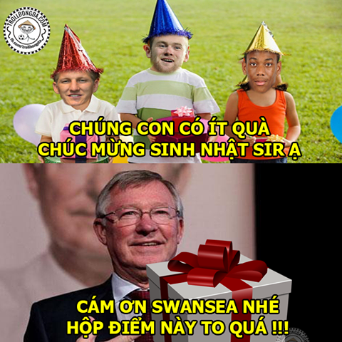 Man United đã đánh bại Swansea 2-1 như một cách tặng quà sinh nhật cho Sir Alex.