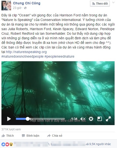 
Đoạn clip do anh Chí Công thực hiện phụ đề đang có sức lan tỏa mạnh mẽ trong cộng đồng mạng. (Ảnh chụp màn hình)
