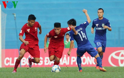 Hòa trận này, Hải Phòng vẫn đang đứng vững trên ngôi đầu V-League. (Ảnh: Minh Hoàng)