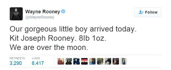
Rooney chia sẻ niềm hạnh phúc trên trang cá nhân.
