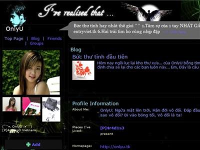 Blog Yahoo 360 với đầy đủ avatar, cover, Profile Information... Và nếu bạn còn nhớ, thì trên hình là Blog 360 của OnlyU - 1 cái tên đình đám bấy giờ.