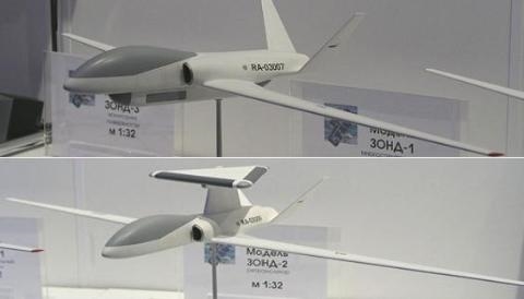 
Các UAV kết hợp trinh sát-tấn công Zond-1 (trên) và Zond-2 của Sukhoi

