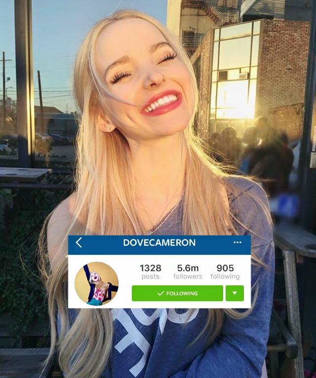 Nữ diễn viên/ca sỹ Dove Cameron từng được bầu chọn là 1 trong 10 diễn viên triển vọng nhất Hollywood, với oạt tác phẩm gây chú ý như phim điện ảnh Barely Lethal và phim truyền hình Descendants trên kênh Disney Channel.