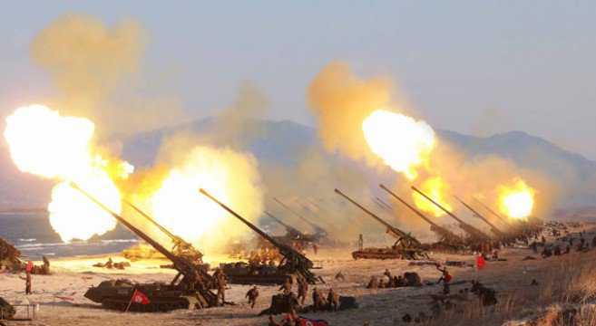 Hình ảnh một cuộc tập trận đổ bộ của Triều Tiên.