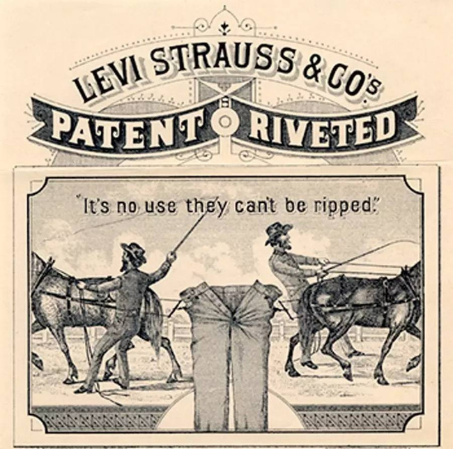 Quảng cáo của quần bò Levis cuối thế kỷ 19, đầu thế kỷ 20