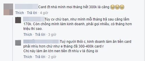 Một ý kiến khác cho rằng tiền card điện thoại như vậy là hơi nhiều.