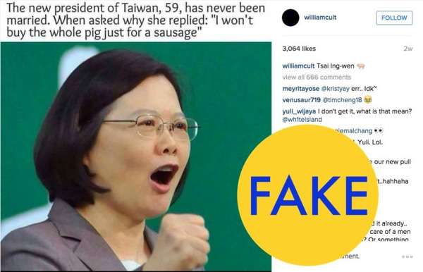 
Đến nữ lãnh đạo Đài Loan cũng bị cư dân mạng đem ra để tạo bão.
