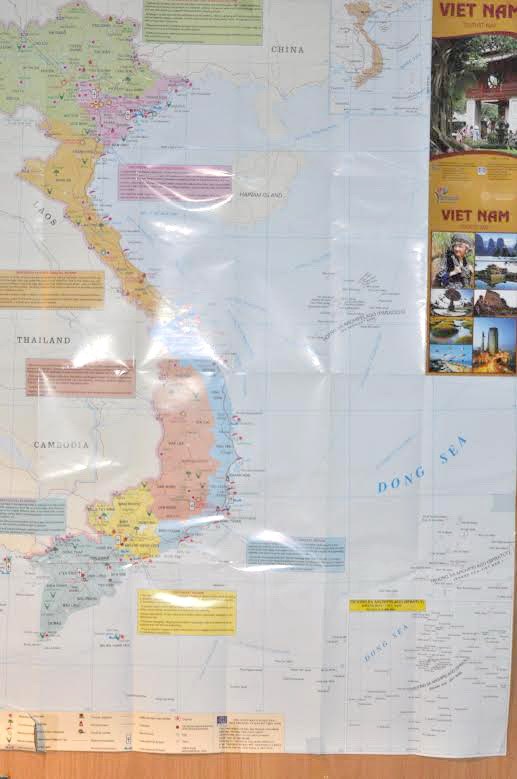 Bản đồ Việt Nam giới thệu tại ITB ghi rõ Hoàng Sa, Trường Sa là của Việt Nam. (Ảnh: Nguyên Đức/Vietnam+)