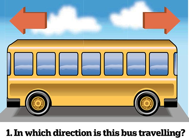1. Chiếc xe buýt này đang đi về hướng nào?