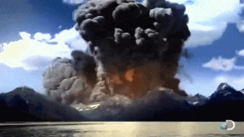 
Hình ảnh giả định siêu núi lửa Yellowstone phun trào. Ảnh cắt từ bộ phim tài liệu Khi siêu núi lửa Yellostone thức giấc của Discovery Channel (Mỹ).
