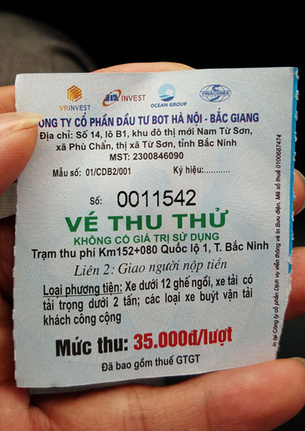 
Vé thu thử nghiệm tuyến cao tốc Hà Nội - Bắc Giang
