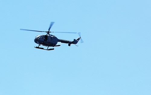Máy bay trực thăng tham gia diễn tập. Ảnh: QUANG TIẾN