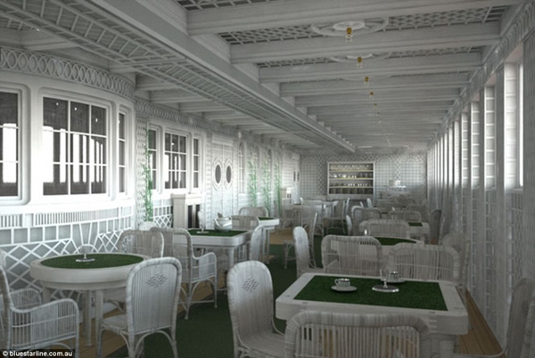 
Cafe Parisien, một trong những lựa chọn ăn tối sang trọng trên Titanic cũng sẽ có mặt trên bản Titanic II.
