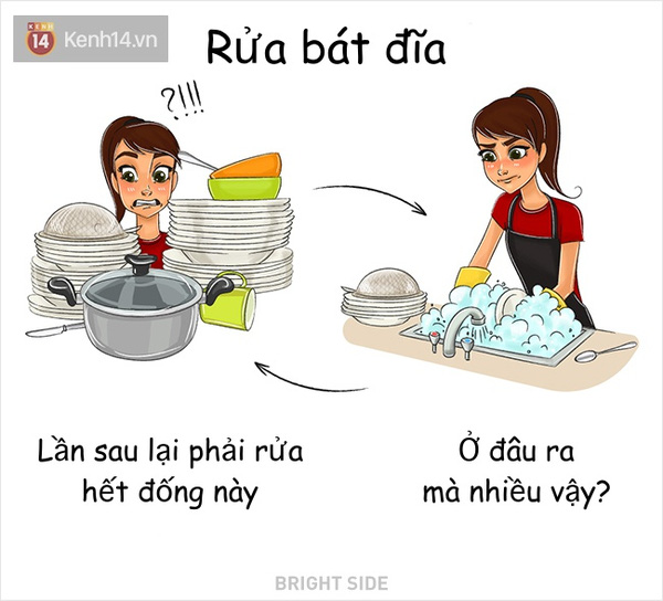 Một chồng bát đùa cứ vơi rồi lại đầy, cứ sạch rồi lại bẩn.