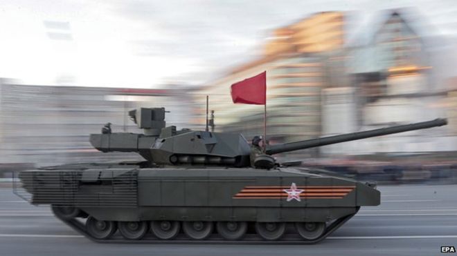
Xe tăng Armata thế hệ mới của Nga. Ảnh: BBC.
