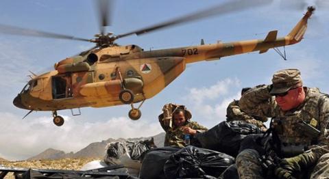 
Một chiếc trực thăng Mi-17 do Nga sản xuất trong biên chế không quân Afghanistan.
