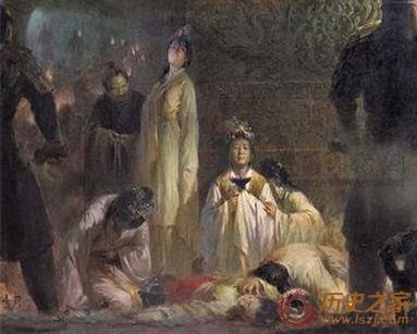 
Hình ảnh mô tả cảnh phi tần, cung nữ phải tuẫn táng theo tiên đế.

