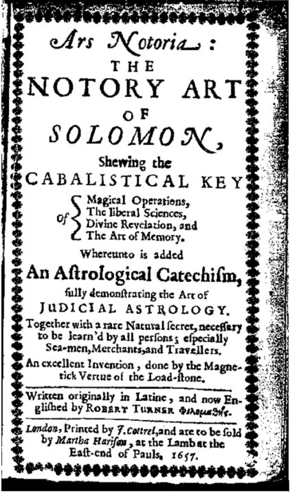 
Cuốn sách Notory Art of Solomon được in bằng tiếng Anh vào năm 1657.
