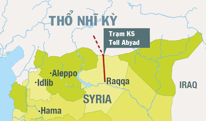 
Tuyến đường IS sử dụng để tuồn dầu từ Syria vào Thổ Nhĩ Kỳ.
