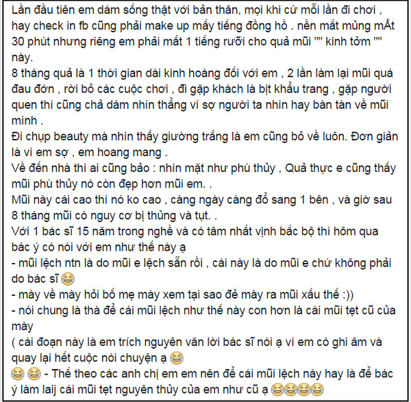 
Những chia sẻ của cô gái Hà Nội trên trang cá nhân.
