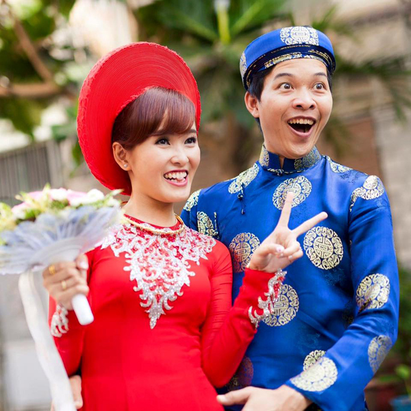 
Cặp đôi Ngô Thúy Quyên - Bùi Quang Thái trong đám cưới
