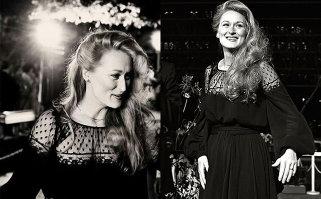 
Năm 1979, nữ diễn viên Meryl Streep dịu dàng trong chiếc váy ren đen nữ tính. Bà được xem là nữ hoàng Oscar với tổng cộng 19 lần được đề cử đến nay.
