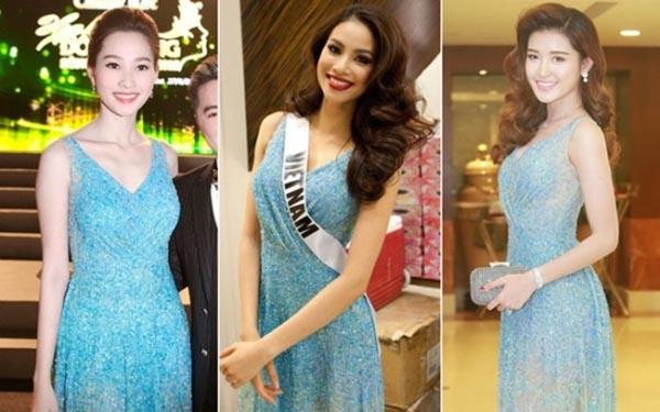 Thời điểm đại diện Việt Nam thi Miss Universe 2015, Phạm Hương cũng thoải mái khoe sắc với bạn bè quốc tế với trang phục từng được Đặng Thu Thảo, Huyền My mặc.