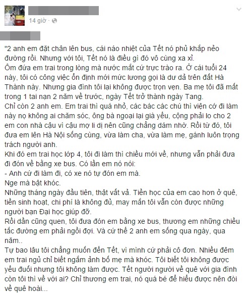 
Câu chuyện thu hút rất nhiều sự quan tâm của người đọc trong những ngày cận Tết.
