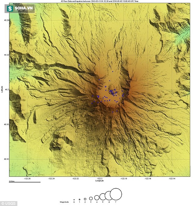 
Hình ảnh từ đài quan sát cho thấy, các trân động đất nhỏ liếp xảy ra.
