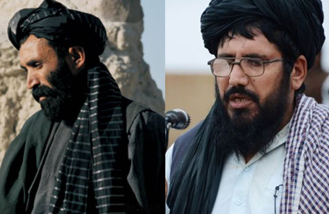 Cựu Thủ lĩnh Taliban Mullah Omar (trái) và Thủ lĩnh Taliban vừa lên nắm quyền năm 2015 Mullah Mansour (phải)