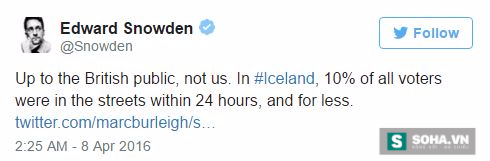 
Edward Snowden bình luận trên Twitter
